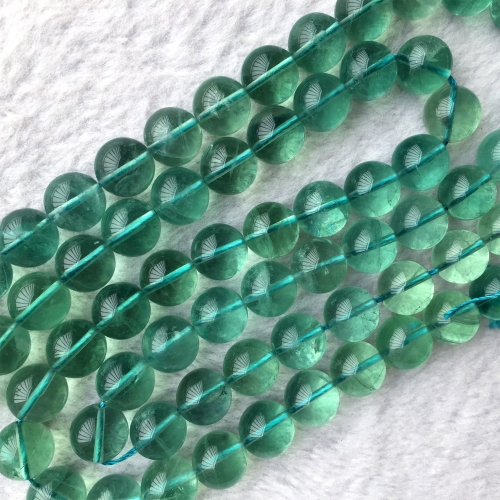 Genuine Natural AAA High Quality Clear Blue Green Fluorite Semi-precious stones Round  Beads  15.5" 05860