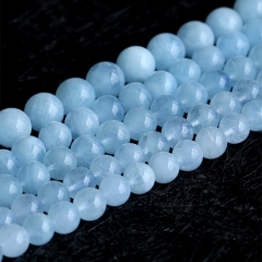 AAA High Quality Genuine Natural  Green Blue Aquamarine Semi-precious stones Round Loose Beads 4mm 6mm 8mm 10mm 12mm 13m 14mm 16" 05208
