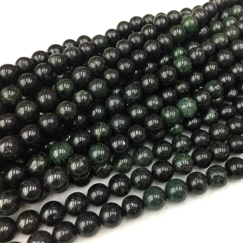 Natural Genuine Black Green Jade Round Jewellery Necklaces or Bracelets  Loose Ball Beads   15.5"  06132