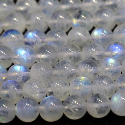 High Quality Natural Genuine White Blue Light Moonstone Round Loose Gems Beads 4mm 5mm 6mm 7mm 8mm 10mm 16" 03825