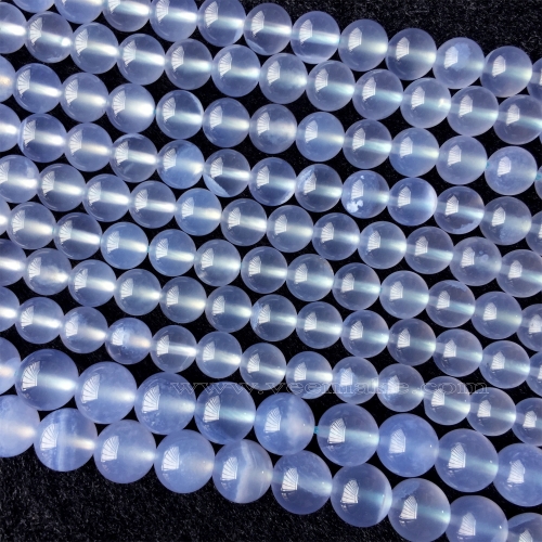 Natural Genuine High Quality Clear Blue Chalcedony Round Loose Necklaces or Bracelets Beads 15.5"  06012