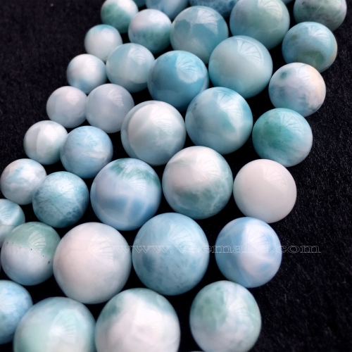High Quality Dominican Natural Genuine Blue Larimar Round Jewellery Loose Necklace or bracelet Beads 6-14mm 15.5" 06008