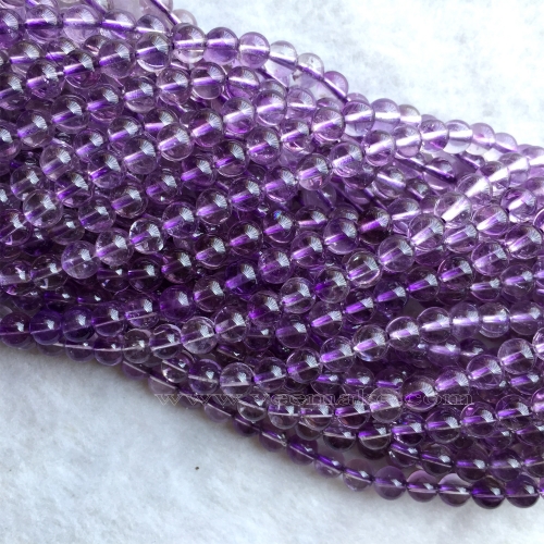 High Quality Natural Genuine Clear Purple Hair Crystal Amethyst  in Super Seven 7 Small Round Necklaces or Bracelets Beads  16" 06064