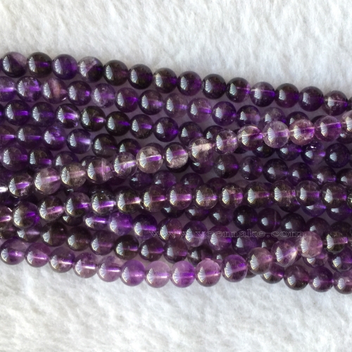 Natural Genuine Clear Purple Hair Crystal Amethyst Super Seven 7 Small Round Necklaces or Bracelets Beads  16" 06203