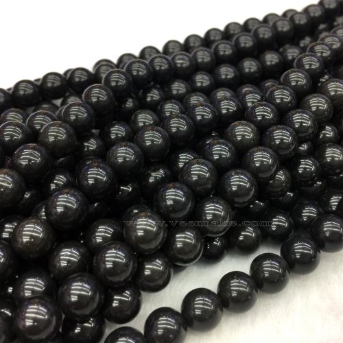 Natural Genuine Black Jade Jet Round Jewellery Necklaces or Bracelets  Loose Ball Beads   15.5" 06131