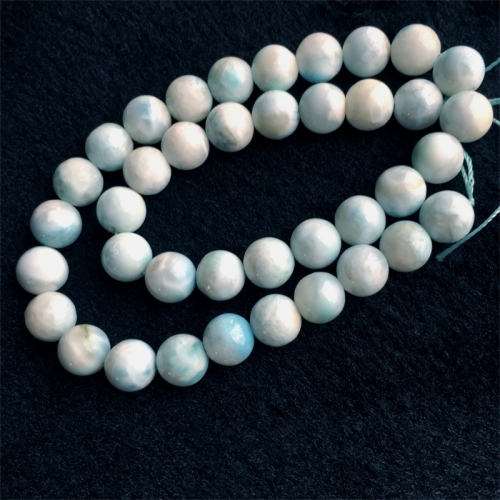Dominican Natural Genuine Blue Larimar Round Jewellery Loose Necklace or bracelet Beads 10mm  15.5" 06007