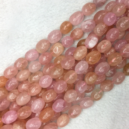 Natural Genuine Pink Beryl Morganite Nugget Free Form Fillet Irregular Pebble DIY Necklaces Bracelets Beads 15.5" 059071