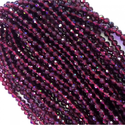 Natural Genuine AAA High Quality Red Garnet Hand Cut Faceted Round Loose Small Beads 3mm 4mm 15" 04308