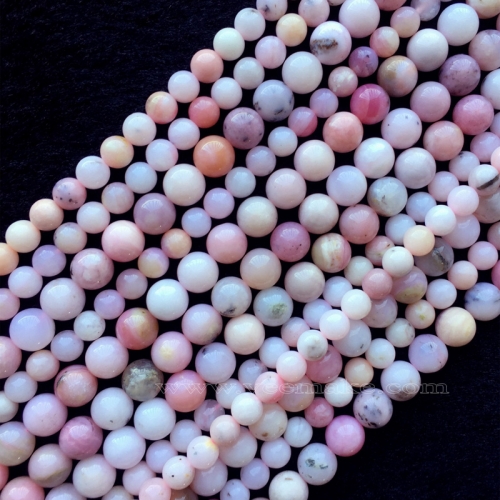 High Quality Natural Genuine Peru Pink Opal Round Loose Small Jewelry Gemstones 4mm 6mm 8mm 10mm 12mm Beads 15.5" 05760