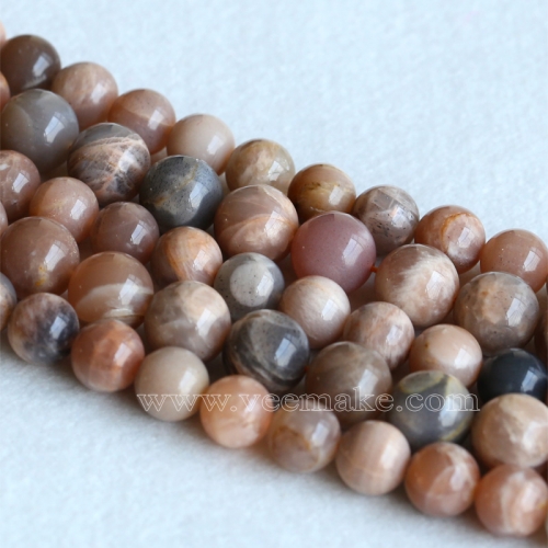 Real Genuine Natural Gray Pink Flesh-color Sunstone Round Loose Gemstone Ball Beads 4mm 6mm 8mm 10mm 12mm 14mm 15" 05148