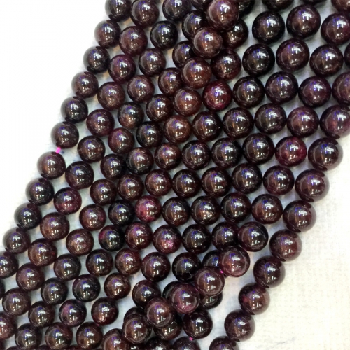 Wholesale Natural Dark Red Garnet Round Loose Stone Beads 6mm-10mm Fit Jewelry DIY Necklaces or Bracelets 16" 04276