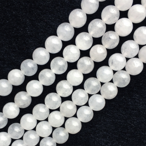 Natural Genuine Clear White Jade Round Loose Jewelry Gemstone Beads 4mm 6mm 8mm 10mm 12mm 16" 05707