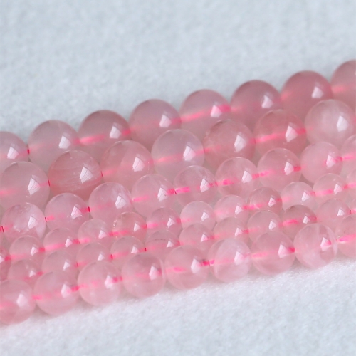 High Quality Genuine Natural Clear Pink Crystal Rose Quartz Semi-precious stones Round Loose Beads  6mm 8mm 10mm 12mm 14mm 15.5" 05192