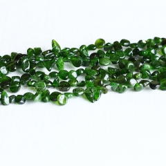 High Quality Natural Genuine Madagascar Clear Dark Green Chrome Diopside Raw Mineral Free Form drop Nugget Beads 15.5" 05325