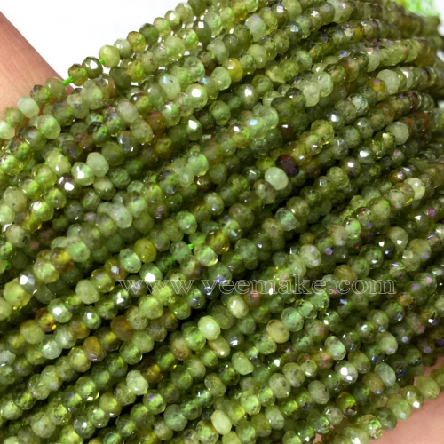 Discount Wholesale Natural Genuine Green Orange Garnet Tsavorite Rondelle Faceted Loose Stone Beads 4mm-10mm Fit Jewelry 16" 04110