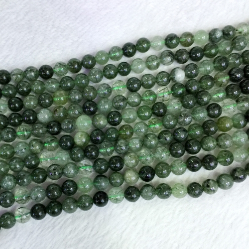 Genuine Natural Brazil Green Needle Rutitle Quartz Crystal Semi-precious stones Round Loose Beads 6mm 8mm 10mm 12mm  15.5" 05400