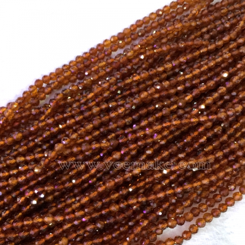 Natural Genuine Aplome Guarnaccino Orange Garnet Faceted Small Round Beads 2mm 3mm 4mm 16" 05410