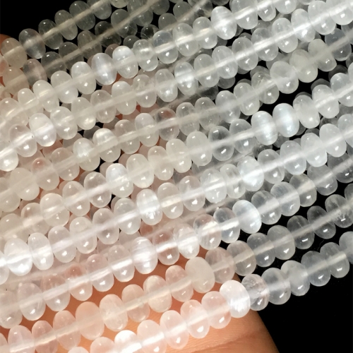 AAA High Quality Natural Genuine White Cat's Eye Calcite Selenite Jewellery Loose Rondelle Beads 5x8mm 6x10mm 15.5" 05693