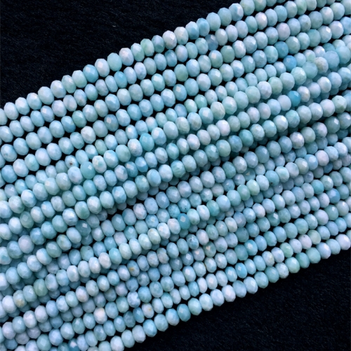 AAA High Quality Natural Genuine Dominican Blue Larimar Hand Cut Loose Gemstone Faceted Rondelle Beads  16" 05816