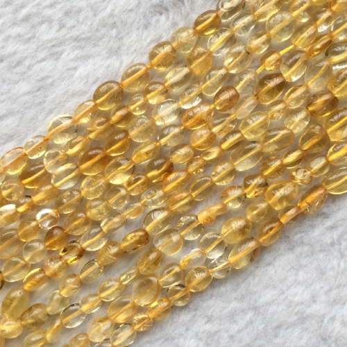 Natural Genuine Clear Yellow Citrine Quartz Crystal Nugget Free Form Fillet Irregular Pebble Beads  6-8mm 15.5" 05677