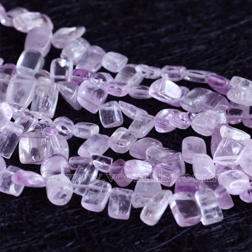 AAA High Quality Natural Genuine Clear Pink Purple Kunzite Spodumene Raw Mineral Free Form Rectangle Nugget Side Drilled Beads 15.5" 05344
