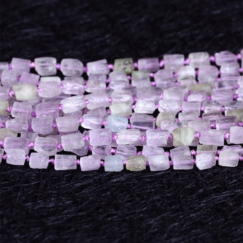 AAA High Quality Natural Genuine Raw Mineral Clear Pink Purple Triphane Kunzite Hiddenite Hand Cut Nugget Free Form Rough Matte Beads 05332