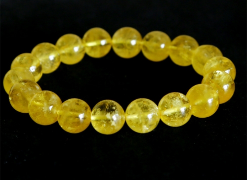 Top Quality Yellow Datolite Genuine Danburite 試合トパーズ Bracelet Round beads 11.5mm 03011