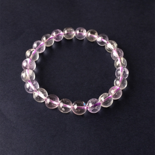Natural Genuine Clear Light Purple Kunzite Stretch Finish Bracelet Round beads 8mm 05187