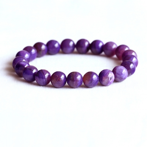 AAA High Quality Russia Natural Genuine Purple Charoite Stretch Finish Bracelet Round Big beads 9mm 05095