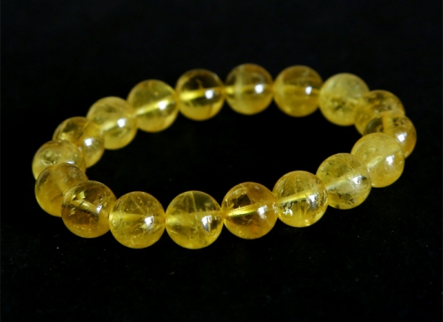 Natural Top Quality Clear Yellow Datolite Genuine Danburite 試合トパーズ Bracelet Round beads 11mm 03008