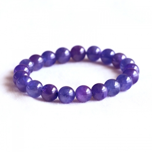 High Quality Natural Genuine Tanzania Clear Purple Blue Tanzanite Stretch Finish Men's Bracelet Round beads タンザナイト 9mm 05082