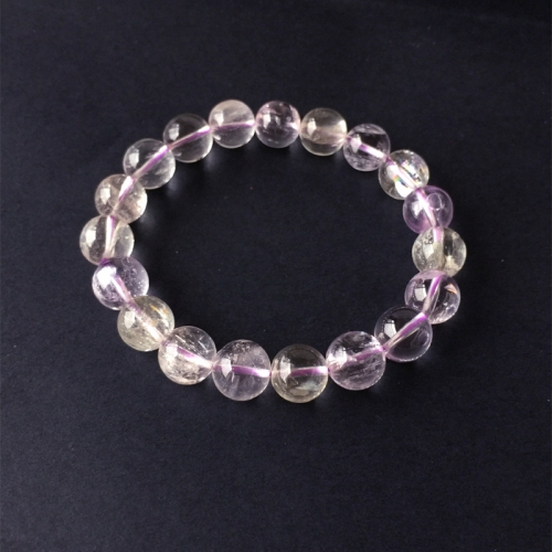Natural Genuine Clear Light Purple Kunzite Stretch Finish Bracelet Round beads 9mm 05188