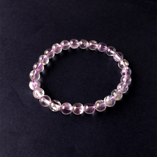 Natural Genuine Clear Light Purple Kunzite Stretch Finish Bracelet Round beads 7mm 05186