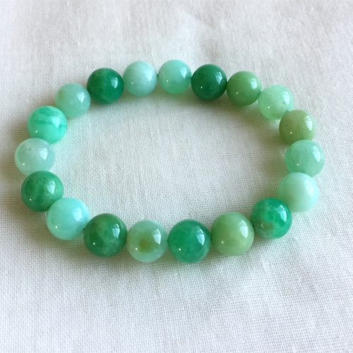 Genuine Natural Blue Grass Green Australia Jade Chrysoprase Stretch Bracelet Round Beads 10mm 05222
