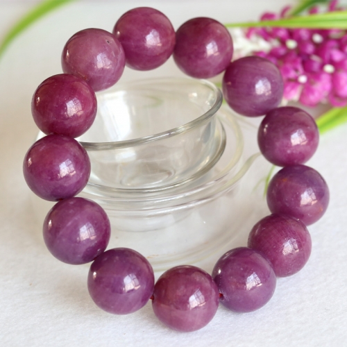 Natural Genuine Purple Red South Africa Ruby Stretch Bracelet Round Big beads 17.5mm 04364