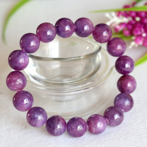 Natural Genuine Purple Pink South Africa Ruby Stretch Bracelet Round Big beads 12mm 04362