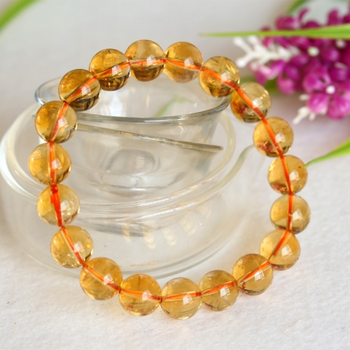 High Quality Natural Genuine Brazil Yellow Citrine Bracelet Round beads 10mm 04394