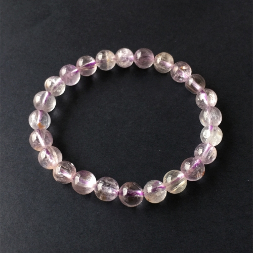 Natural Genuine Clear Light Purple Kunzite Stretch Finish Bracelet Round beads 7mm 05190