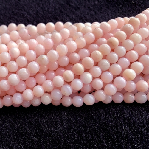 High Quality Natural Genuine Peru Pink Opal Round Loose Smooth Jewelry Gemstones Necklaces Bracelets Beads 15.5" 06329