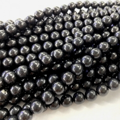 16" natural genuine Russian  black shungite round diy jewelry necklace bracelets beads 06369