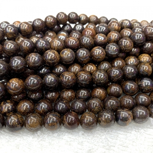 15.5" High Quality Natural Genuine brown gold bronzite  Round Loose Beads 4-12mm 06372