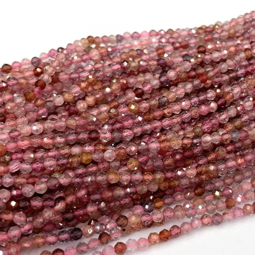 15.5" AAA High quality Natural Genuine Spinel Spinelle шпинель  Pink Purple Multicolour Faceted Small Round Beads 2mm 3mm 4mm 06383