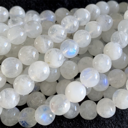 India Natural Genuine White Blue Flash Rainbow Light Moonstone Round Loose Gems Beads 4mm 5mm 6mm 7mm 8mm 10mm 16" 06374