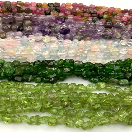 5-6mm High Quality Natural Genuine Gemstones Stone Quartz Crystal  Nugget Free Form Fillet Irregular Pebble necklace bracelet Beads  15.5"  A006429