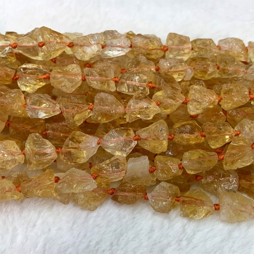 16" Natural Genuine Raw Mineral  Yellow Citrine Nugget Free Form Loose Rough Matte Faceted Beads 9-12mm  06498