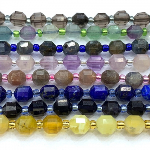 Tourmaline Iolite Ruby Sapphire Kunzite Garnet Opal Citrine Tsavorite Tanzanite Emerald Lapis Lazuli Hard Cut Faceted Sharp Energy Column Beads 06604