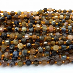 Veemake Natural Genuine Yellow Brown Blue Pietersite Hard Cut Faceted Sharp Energy Column Loose Makeing Jewelry Bracelets Necklaces Beads 06622