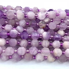 Veemake Natural Genuine Lavender Amethyst Cut Faceted Sharp Energy Column Loose Makeing Jewelry Bracelets Necklaces Beads 06605