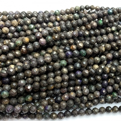 15.5 " Veemake Natural Genuine Gemstones  Black Opal  Round Faceted Small making necklaces bracelets jewelry beads 06764