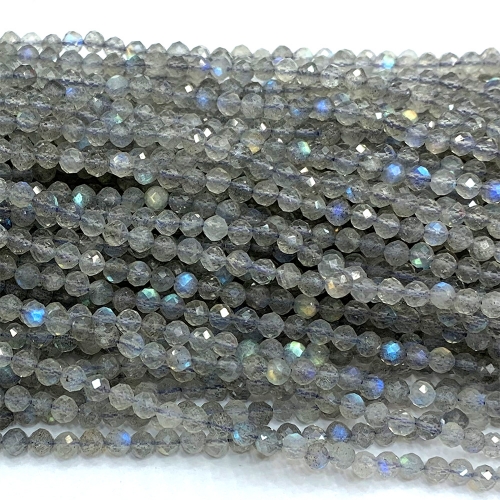 Veemake High Quality Natural Genuine Gemstones Clear blue Flash Light Labradorite Round Faceted Small  Jewelry Beads 06760
